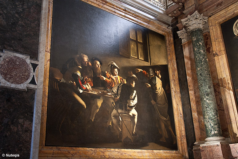 Rzym, San Luigi dei Francesi, obraz Caravaggia Powołanie św. Mateusza