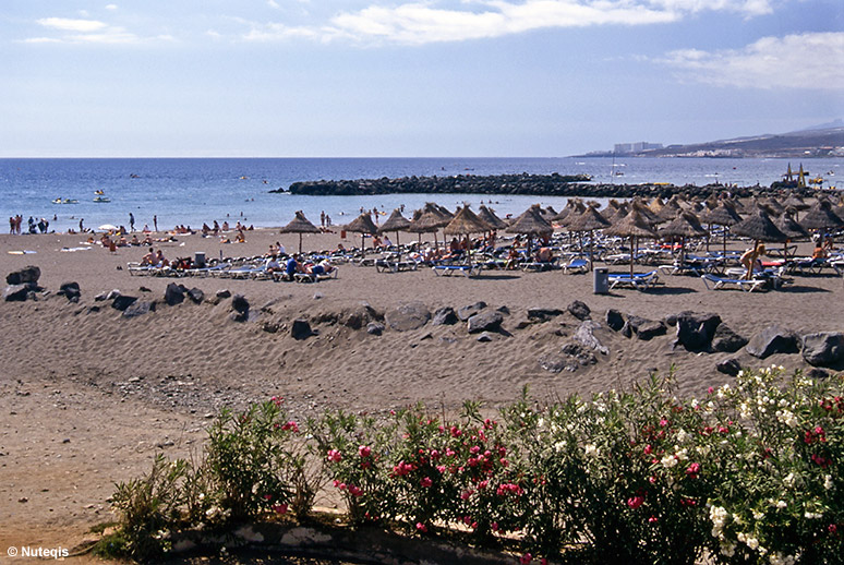 Teneryfa, ciemne plaże w Playa de las Americas