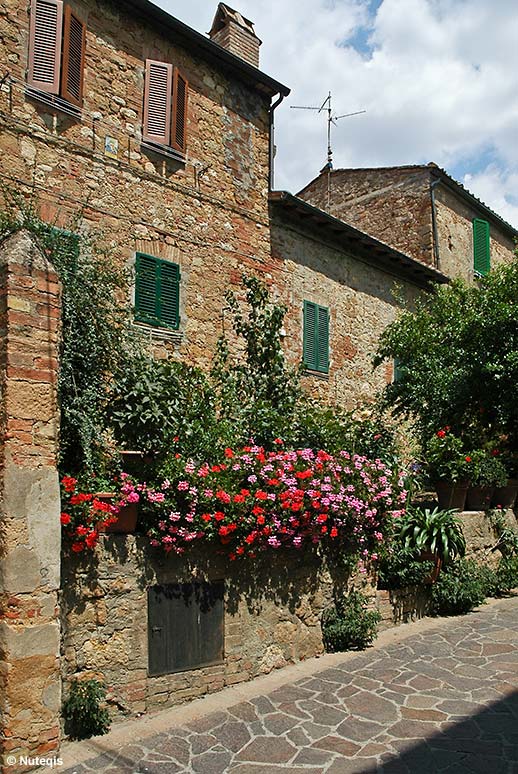 Pienza, ukwiecona uliczka