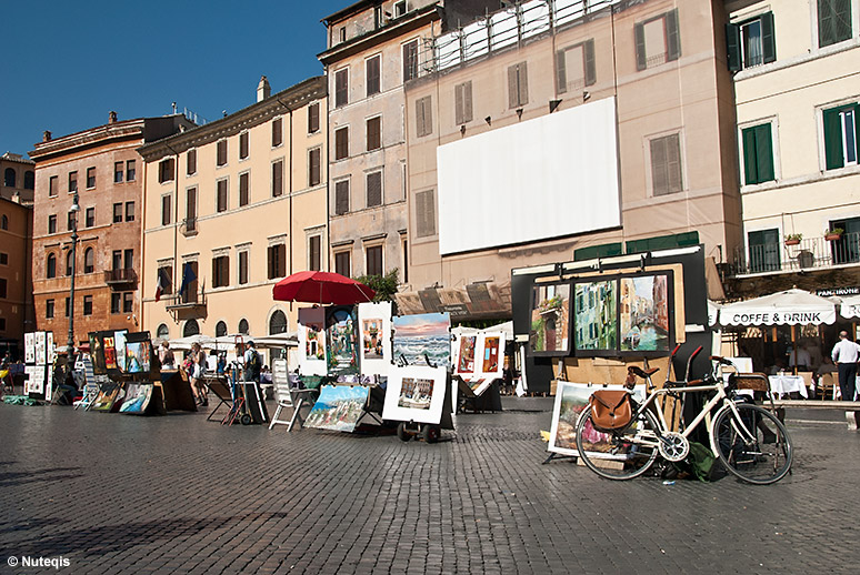Rzym, arty��ci na Piazza Navona