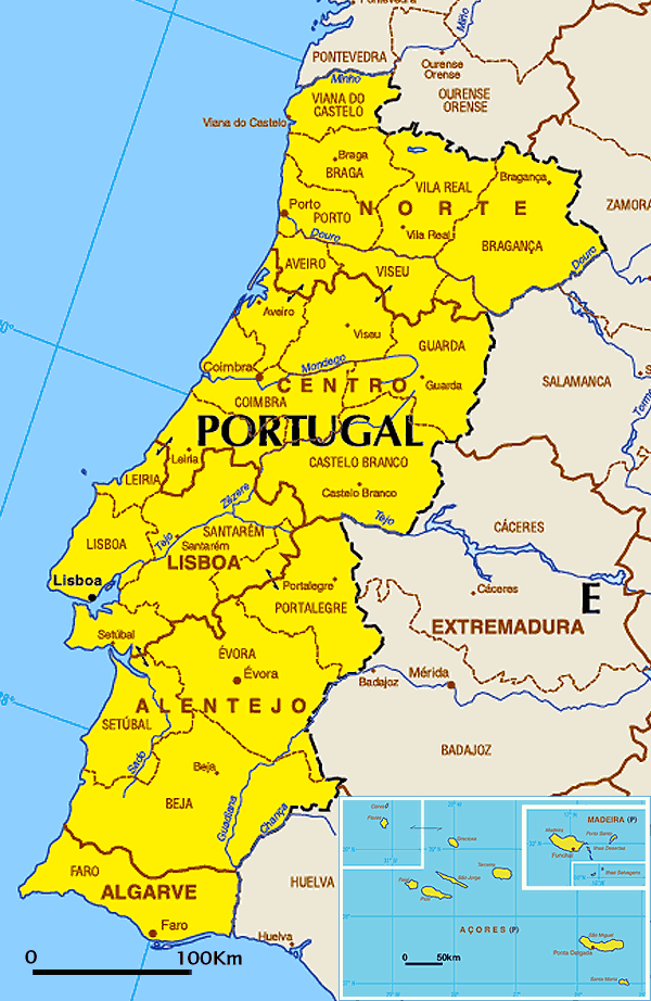 Mapa Portugalii