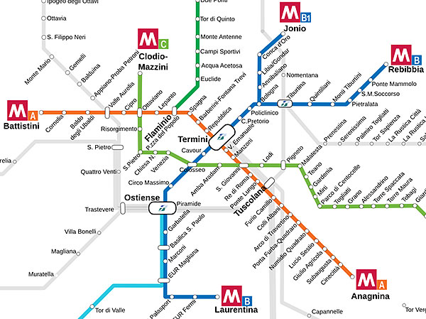Метро римская на схеме метро