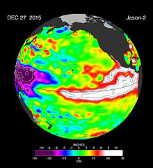 Wpływ El Nino na powierzchnię Pacyfiku