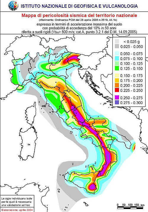 Obszar Włoch zagrożony wstrząsami